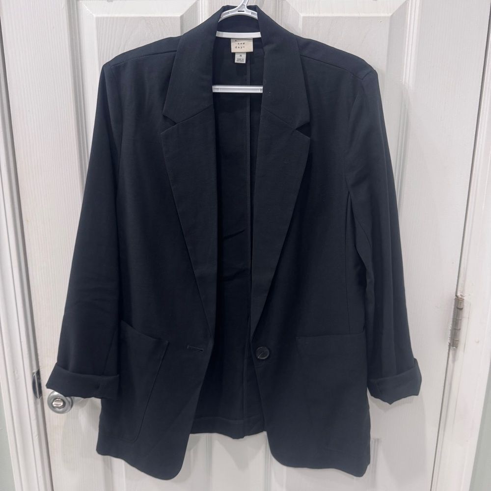 A New Day Academia Black One-Button Knit Blazer Quiet Luxury Old Money— Size M